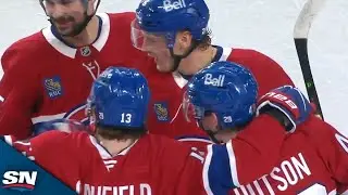 Canadiens' Cole Caufield Makes Slick Move Behind Net To Set Up Zack Bolduc's One-Time Goal