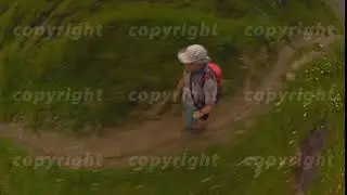 Middle age man hiking in Switzerland mountains