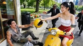 Tous chassent le mendiant;seule une fille au bon cœur le ramène,ignorant qu’il est PDG milliardaire!