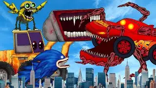 New McQueen Eater meets Monster Truck,Sonic Tapes,Minion Train Eater,Thomas Train Eater