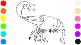 🦐 Shrimp Coloring Page for Kids | Learn Colors with Cute Shrimp Drawing 🎨
