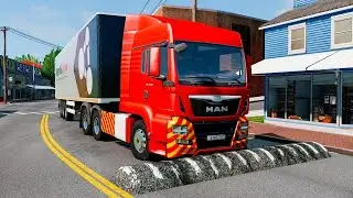 Cars and Truck vs Speed Bumps SPECIAL #124 | BeamNG Drive | TrucksVs