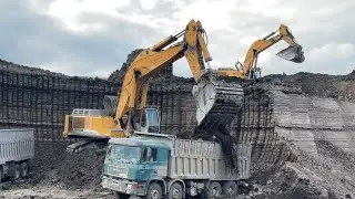 Liebherr 974 Excavators Loading Trucks