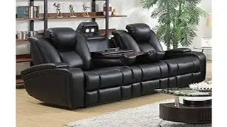 Delange Reclining Power Sofa with Adjustable Headrests and Storage in Armrests Black