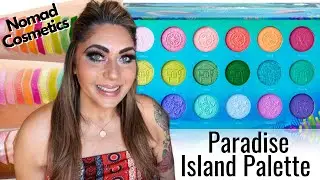 NOMAD COSMETICS PARADISE ISLAND PALETTE - TUTORIAL + HOW TO APPLY FALSE LASHES - TROPICAL DREAM??!!?