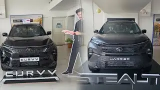 Tata Curvv Dark edition & Harrier stealth edition Walk Around | Comparison & Added features