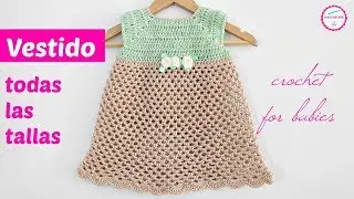 TEJE VESTIDO PARA BEBE A CROCHET EN TODAS LAS TALLAS