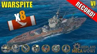 Warspite 8 Kills & 160k Damage | World of Warships Gameplay