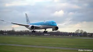 (4K)KLM Dreamliner 787 Landing at Schiphol