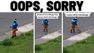 SHOCK FOOTAGE: Municipal worker sweeps garbage into storm drain