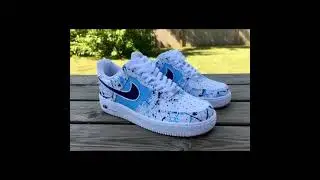 Custom Air Force 1 Blue Paint Splatter  Hand-Painted White AF1 #nike #sneakerart #customkicks #shoes