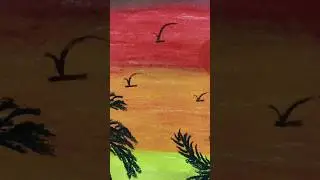 crayons drawing🖌️🎨 l oil pastel scenery drawing l very good doms colour loilpastel drawing l#shorts