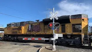 UP 8638 Manifest Train North - Sacramento Northern Bike Trail Pedestrian Crossing, Sacramento CA