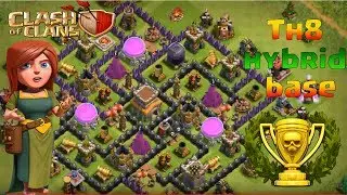 New BEST TH8 HYBRID (Trophy/Farming) BASE 2018!! CoC Town Hall 8 Defense [DESIGN] - Clash of Clans