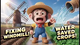 🌬️💧 Monkey Farmer Fixes Broken Windmill and Waters Crops | Farm Rescue Adventure 🌾🐒