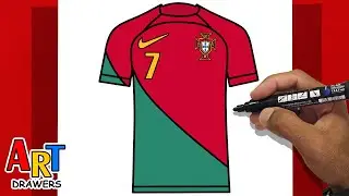 Как рисовать Криштиану Роналду ПОРТУГАЛИЯ | Чемпионат мира Катар | CR7 Рубашка 7