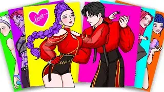 HUNTRIX RUMI and SAJA BOYS JINU is DANCING QUEEN and KING - KPOP DEMON HUNTERS | STICKER BOOK DIY