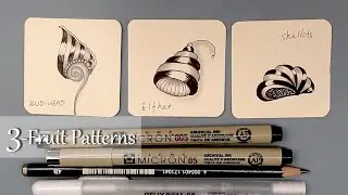 3 fruit patterns Zentangle mind refreshing drawings EP185