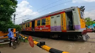 The old model coloured EMU local train Crosses unexpected speed like 95km/h through out the Railgate