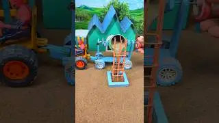 🚜 Mini Tractor Cement Mixer Making Concrete Pillar | DIY #shorts #youtubeshorts