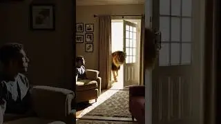 Lion Suprise  entry onto home #animal