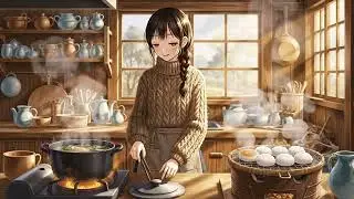 Breaking the Dried Mirror Mochi with a Wooden Hammer 🔨❄️ | Ghibli Style ASMR & Japanese Cooking