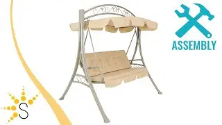 Sunnydaze 3-Person Aluminum Patio Swing with Canopy and Cushions - Beige-LR-243
