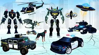 3D unity us police robot car transform game || 3d unity best us police fighting game