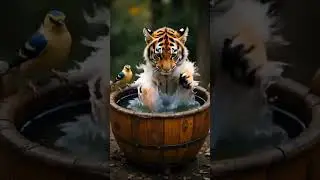 Splash! Tiger Cub&rsquo;s Bath Time! #shorts