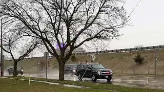 President Biden's motorcade arrives in downtown Saginaw