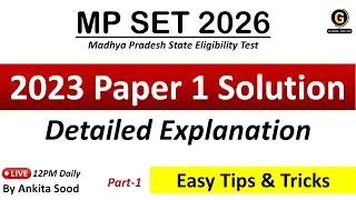 MPSET Previous Year Questions With Solution | Madhya Pradesh SET 2026 Paper 1 Preparation