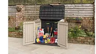 Keter Store-It Out Midi Outdoor Plastic Garden Storage Shed, Beige and Brown, 130 x 74 x 21 cm