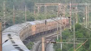 WAP4 powered ICF Rake 12688 Chandigarh - Madurai junction express rushes towards Katpadi