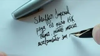 Mostrando e escrevendo com caneta tinteiro Sheaffer Imperial a&ccedil;o escovado