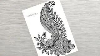Peacock mandala art | How to draw Mandala for Beginners | Peacock drawing | stepbystep | doodle art