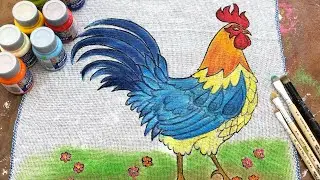 COMO PINTAR UM GALO EM TECIDO para iniciantes
