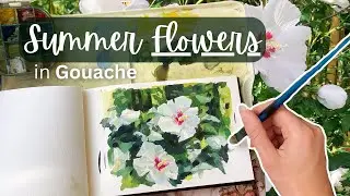 Painting Whimsical Hibiscus Blossoms in Gouache - Quick Morning Exercise
