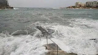 Slow Motion Shoreline Waves on Rocky Coast | Natural Sea Sounds