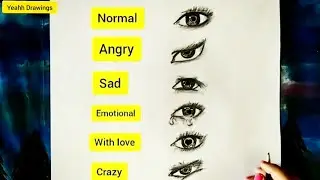 How to draw eyes with different expressions and emotions | easy eye drawing step by step.