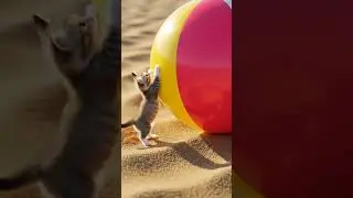 The little engine that could, maybe! Watch this furball' hilarious attempt to push a huge beach ball