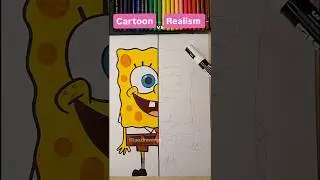 Part -2 of Cartoon vs Realism ✨️ |laadrawings #spongebob #drawing #shorts