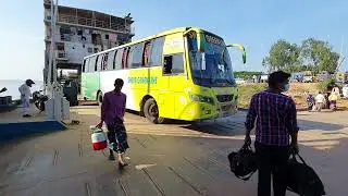 Hino A/C Bus Crossing Ferry Ghat Bus Car Truck load unload video