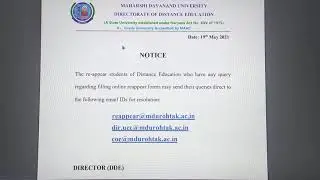 Notice for Reappear Students DDE (MDU)