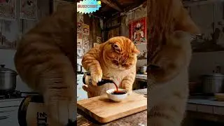 🐱🍽️ Cat Cooking a Meal for the Family | Cute & Wholesome Video #piano #naturetranquility #trainmusic