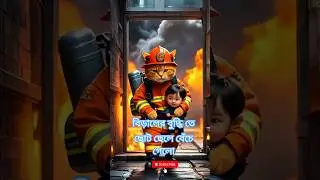 AI best cartoon cat saves baby #youtubeshorts #emtionalstory #viral #shortvideos #cartoon #Cat#fire