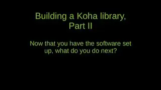 Building a Koha library, Part II