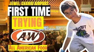 A&W for the First Time at Jewel Changi 🍔🥤 | His Reaction to Root Beer Float is Priceless!