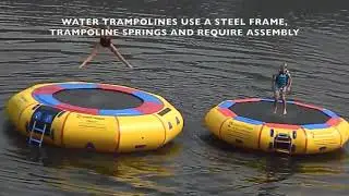Island Hopper Comparison   15' Classic water trampoline to 13' Bounce N Splash water bouncer