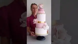 Pink Wedding Cake Design with Heart Cake Topper #ekatsacademy #weddingcake #cakedecorationshorts