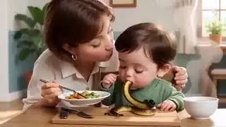Baby eating food, and going to school!